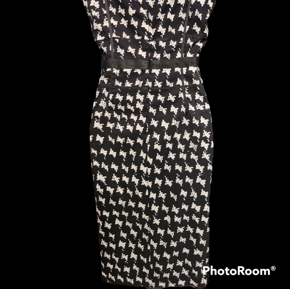 NWT Cleo 4 Dress Midi Houndstooth Patern Pockets Back Zipper Black and White - Picture 9 of 14